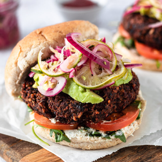 Black Bean and Beetroot Burgers